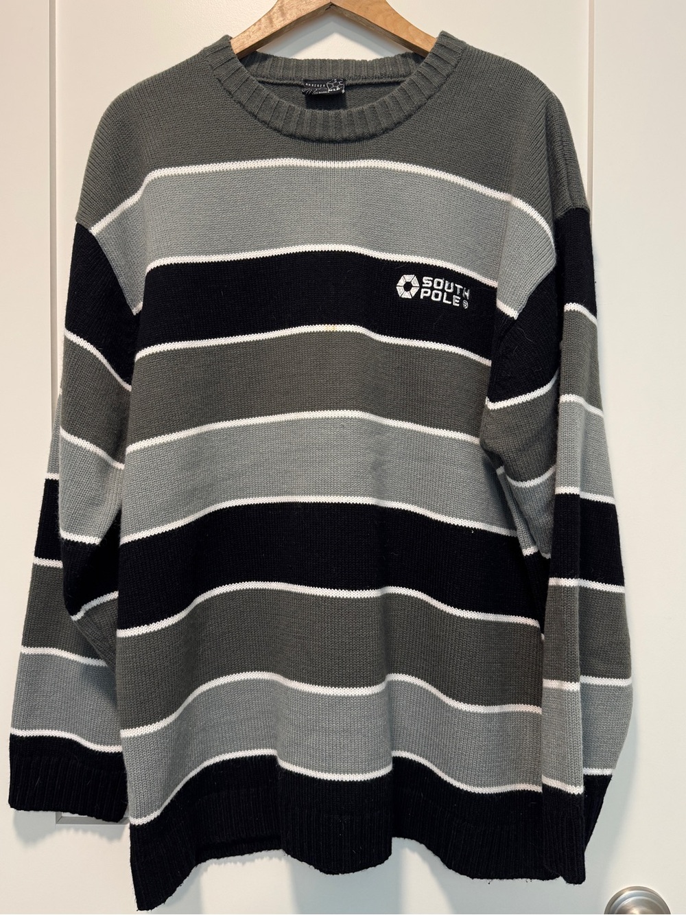 Southpole Streetwear Sweater Y2K Knit Striped Skater Spell Out Logo Mens XL
